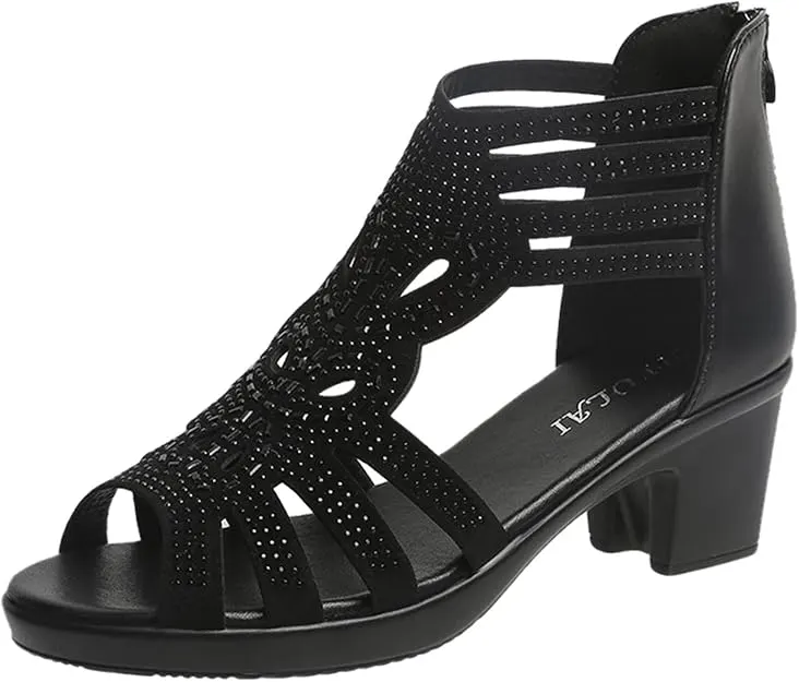 Elegant Chunky Black High Heels